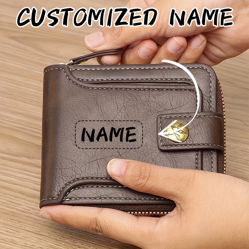 Personalized Name Box - Personalisierte Herren-Geldbörse aus PU-Leder, kompaktes Kartenetui