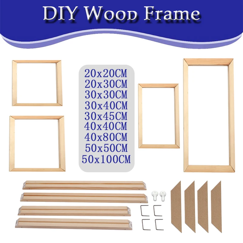 Engraved Wood Frame - DIY Holzrahmen 30x40 40x80 50x100CM Leinwand
