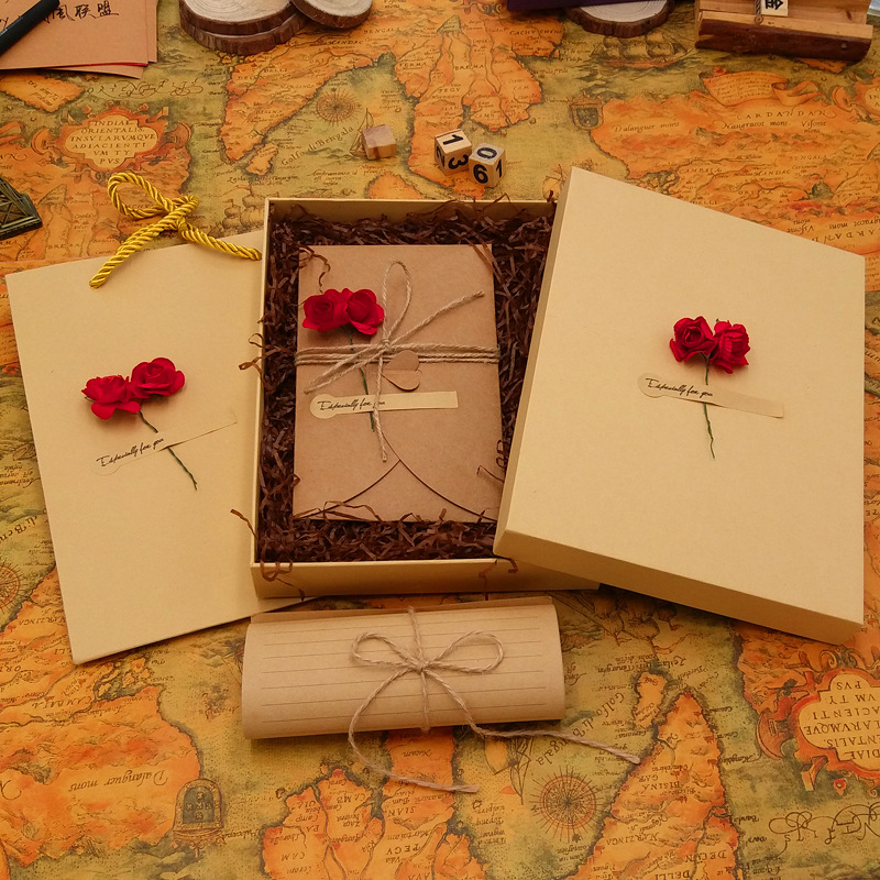 Wax Seal Letter Kit - Retro-Umschlag, romantische Blumendekoration, Schreibwaren, Karte, Briefpapier,
