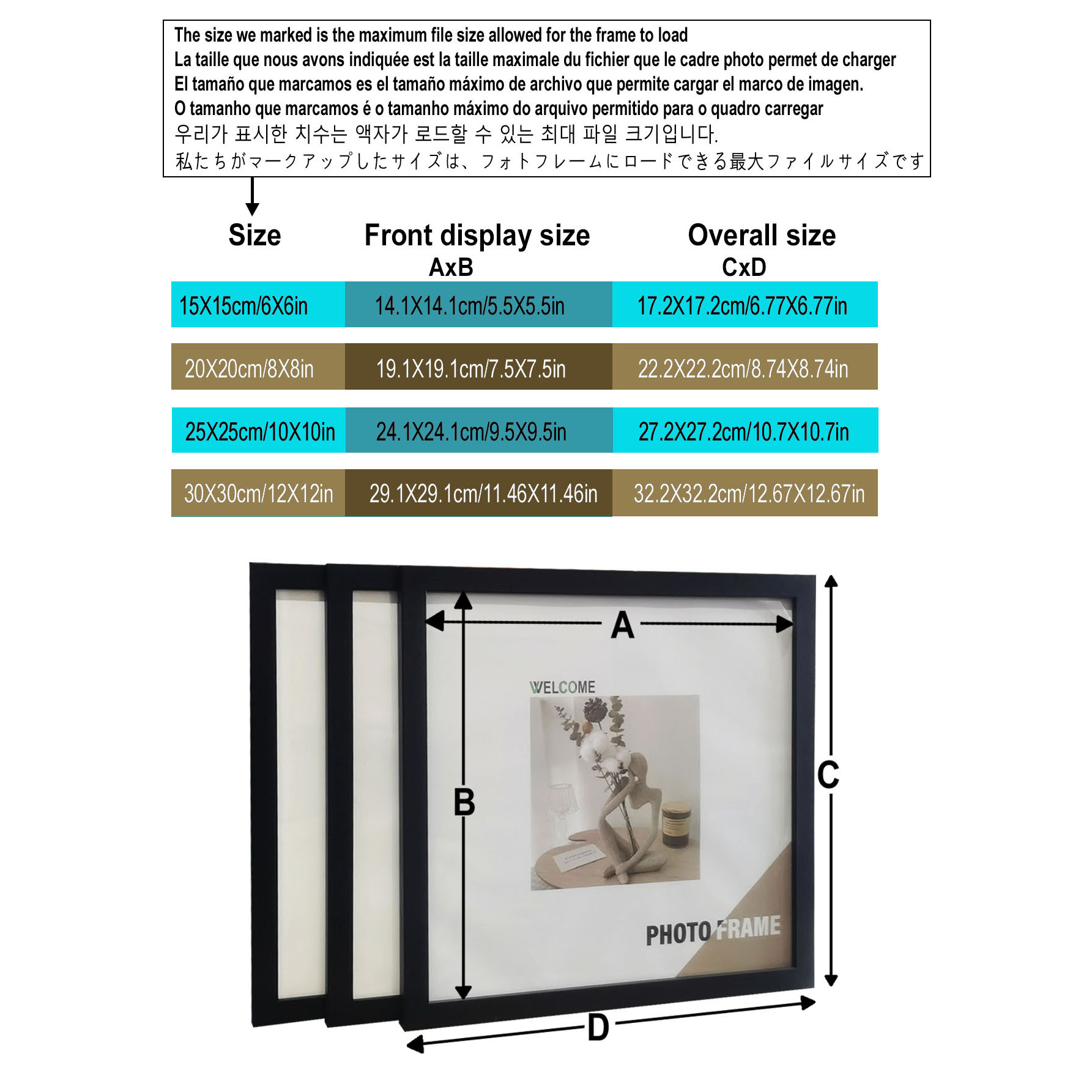 3 Stück quadratische Holz-Foto – Engraved Wood Frame Bewertung und Preis